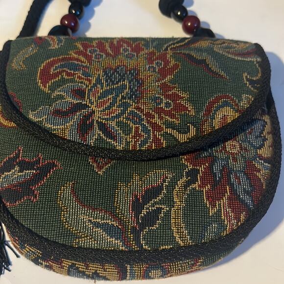 RAFEAL SANCHEZ Botanical Leaves Textured Vintage Shoulder /Cross Body Handbag - Picture 2 of 16